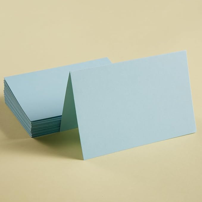 50 Pack Blank Cards Folded Cardstock Thank You Blank Greeting Cards for Invitations, Wedding, Greeting Cards, All Occasion DIY (Light Blue, 5x7)