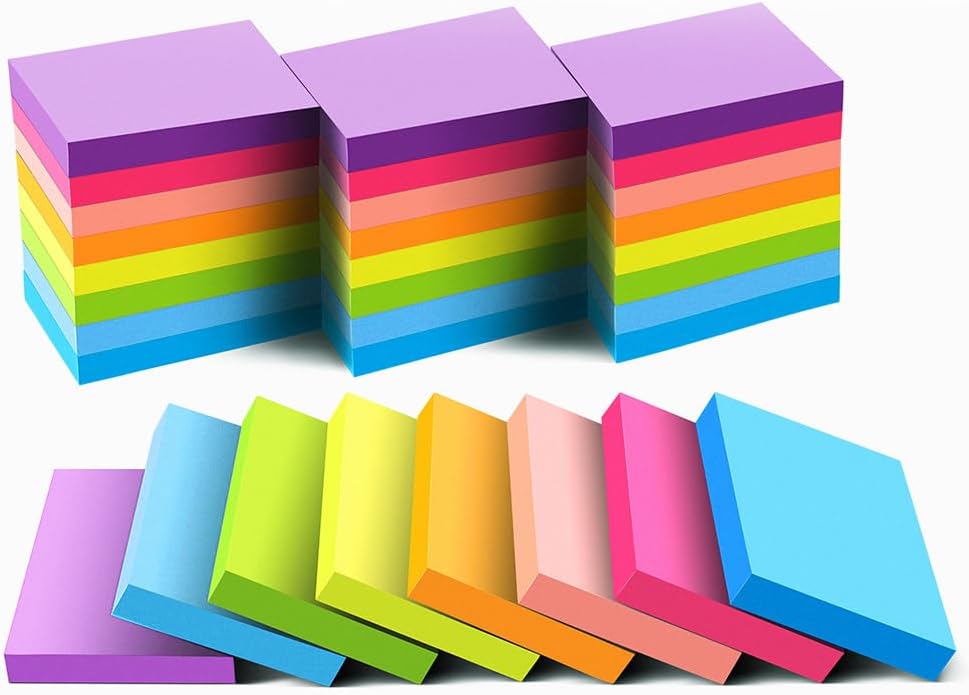 Sticky Notes 1.5x2 Inches,48 Pads, Bright Colors Self-Stick Pads,75 Sheets/Pad…