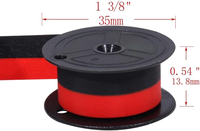 Bigger Replacement for Porelon 11216 Universal Twin Spool Calculator Ribbon for Nukote BR80c, Sharp EL-1197PIII, Dataproducts R3027, Casio DR-210R, Canon MP11DX MP25DV, Black and Red, 3 Pack