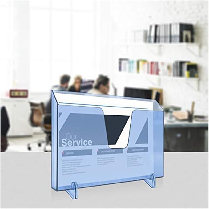 Acrimet Pocket File Holder Horizontal Design Brochure Display (for Wall Mount or Countertop Use) (Removable Supports Included) (Letter Size) (Clear Blue Color)
