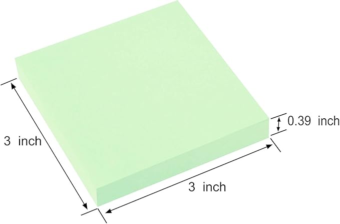 ZCZN 400 Sheets Pop-up Sticky Notes, 3 x 3 Inches, 4 Pads Bright Color Self-Stick Notes, 100 Sheets/Pad, Light Green