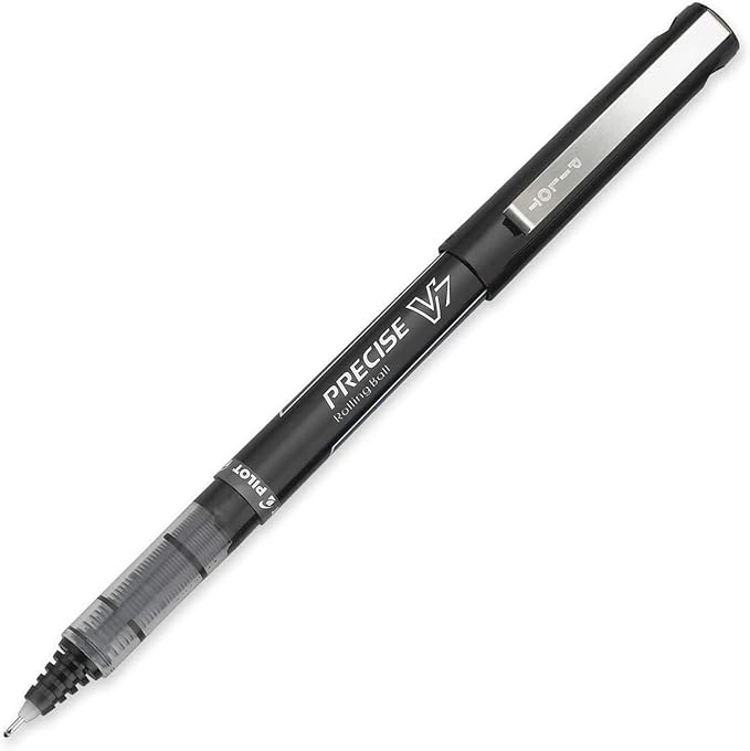 Precise V7 Stick Rolling Ball Pens, Fine Point (.7mm), Assorted Colors Black/Blue Ink, 5-pk; Bundle with Plastic Reusable Pouch