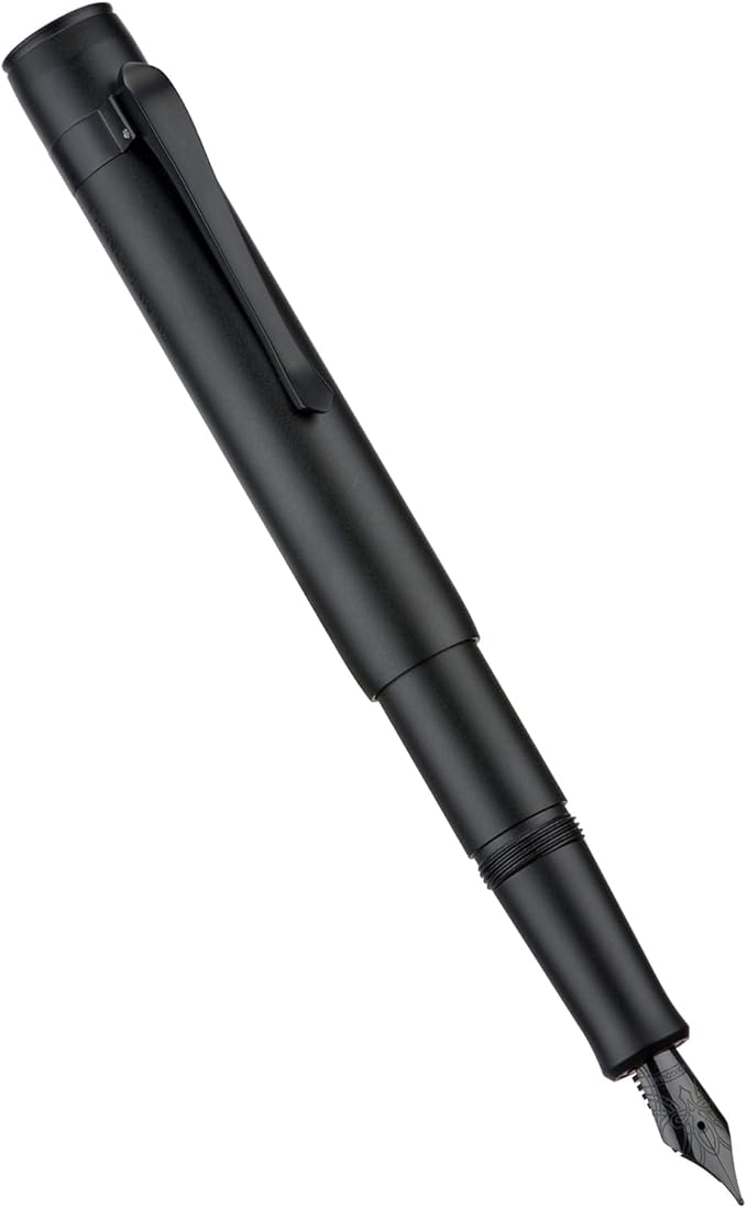 Hongdian M2 Mini Fountain Pen with Extra Fine Soft Nib, Sleek Shape Aluminium Short Pocket Travel Pen (Matte Black)