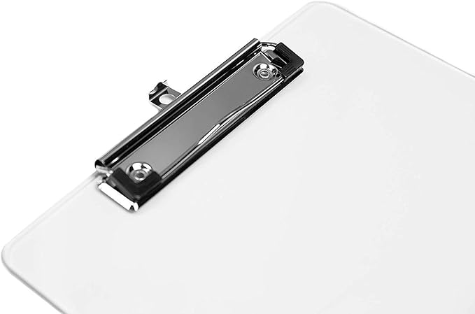 Plastic Clipboards (Set of 6) Transparent Clipboard (Clear) Strong 12.5 x 9 Inch | Holds 100 Sheets! Acrylic Clipboards with Low Profile Clip | Bulk Back to School Supplies for Teachers