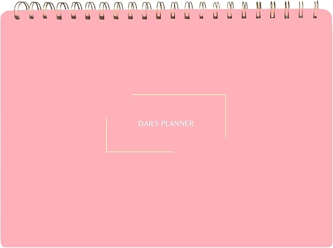 Undated Daily Planner | 8.25” x 11.75” Work To-Do Notebook | ADHD Academic Organizer | Multi-Layout | Men and Women Planner | College Supplies | Pink | Landscape Layout