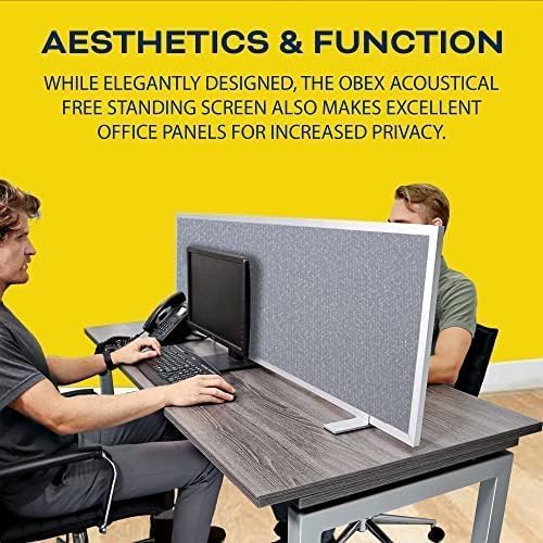OBEX Acoustical Free Standing Privacy Screen, Cubicle Accessories Desk Privacy Panel, Desk Dividers for Office, Office Furniture Partitions Portable Sound Proof Dividers, 24" x 24", Twilight