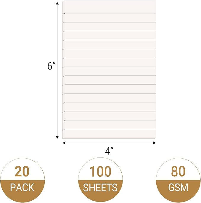 20 Pack Lined Memo Pads 4”x6” Note Pads - 100 Sheets Each Lined Paper Notepad- Small Memo Scratch Pad Writing Pads(Double Sided Printed)