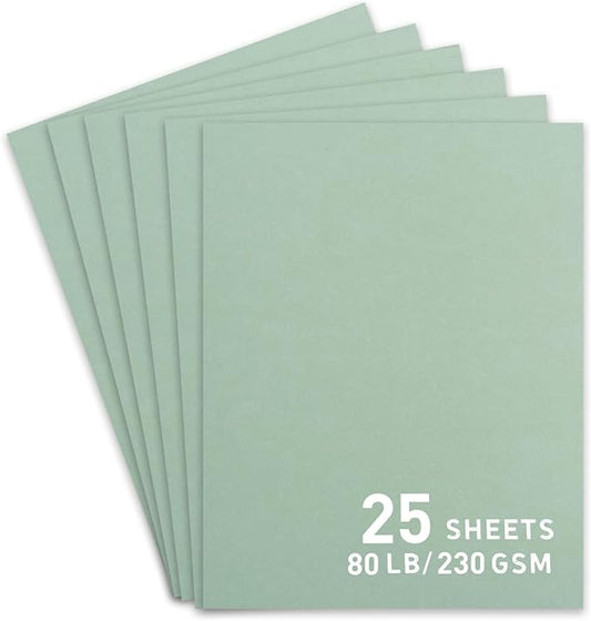 25Sheets Sage Green Cardstock Paper, A4 Card stock for Cricut, Thick Construction Paper for Card Making, Scrapbooking, Craft 90 lb / 250 gsm