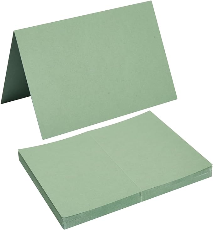 50 Pack Blank Cards Folded Cardstock Thank You Blank Greeting Cards for Invitations, Wedding, Greeting Cards, All Occasion DIY, 4x6 Folded Cards Sage-Green