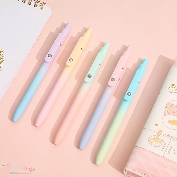 Gel Pens, Easter Basket Stuffers for Kids, Birthday Gifts for Women Teens, Preppy Stuff, Black Ink Pens for Journaling Note Taking, Valentines Gifts for 4-12 Year Old Girl (10 Pcs Gradient)