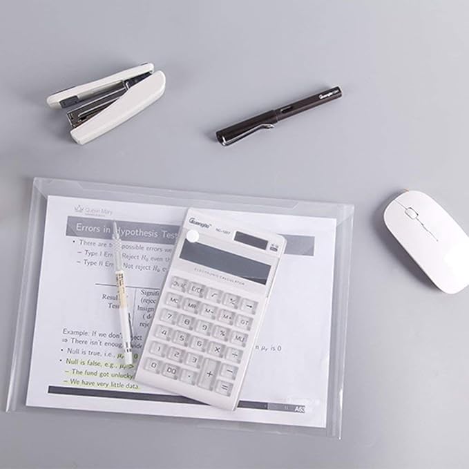 Plastic Envelopes with Button Snap Closure, 20pcs Clear Poly Folders for Documents, Letter Size, A4 Size, for School and Office Supplies