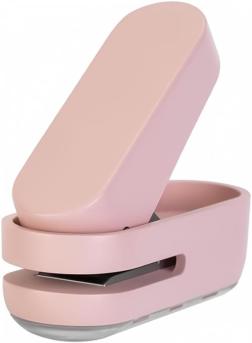 Knamoda Mini Small Hole Puncher Pink Color, 10 Sheet Paper Hole Puncher Capacity Single Hole Puncher for Office Use Or Gift for Students (Pink)