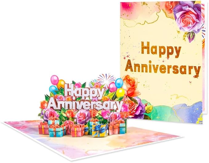 3D Pop Up Anniversary Greeting Card, Happy Anniversary Pop Up Card for Couple, Parents, Husband and Wife Wedding Anniversaries and All Ages