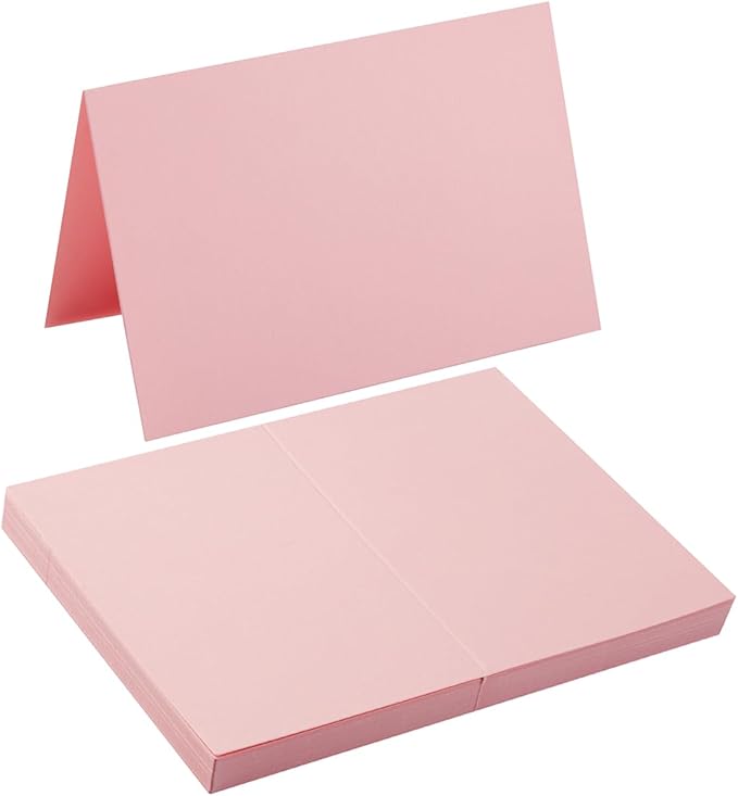 50 Pack Blank Cards Folded Cardstock Thank You Blank Greeting Cards for Invitations, Wedding, Greeting Cards, All Occasion DIY (Pink, 3x5)