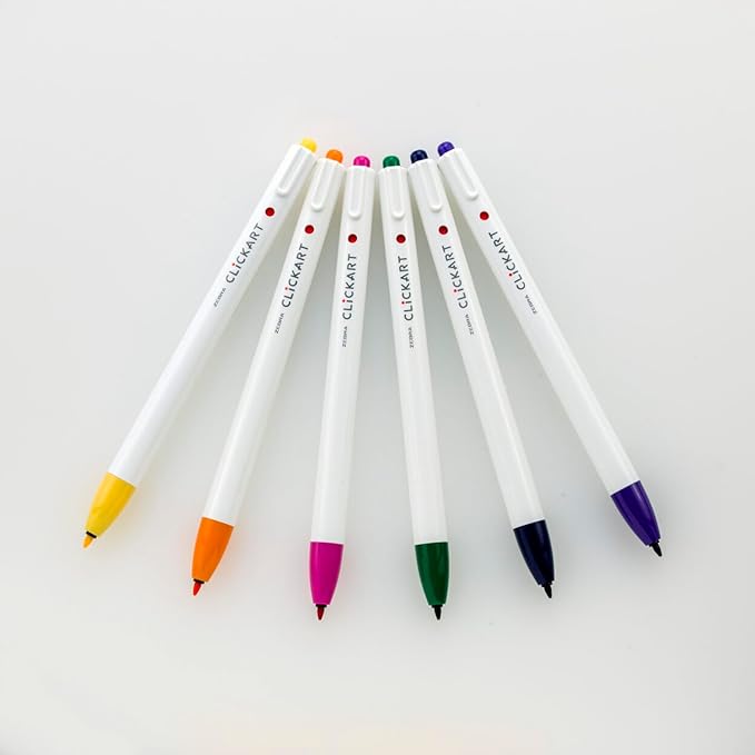 Zebra Pen ClickArt Retractable Marker Pen, Fine Point, 0.6mm, Assorted Tie-Dye Colors, 6-Pack, Model Number: 69106