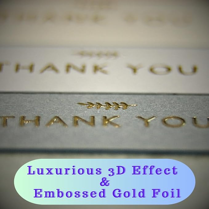 RUN2PRINT (36 Pack Thank You Cards With Envelopes & Foil Stickers - Elegant Dusty multicolored Emboss Gold Foil Pressed - Blank Notes Wedding, Bridal, Baby Shower, Business and Formal All Occasion Cards