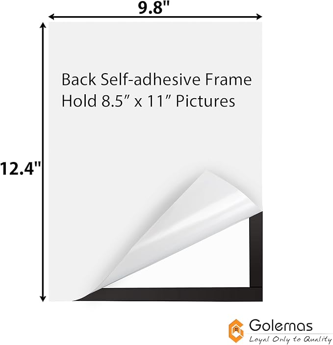 Magnetic Sign Holder, 8.5 x 11 Wall Mount Self Adhesive Document Display Frames, Double Sided Display for Glass Window (Black, 2pack)