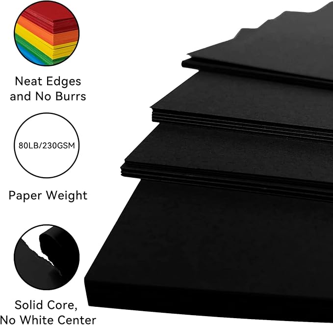 25Sheets Black Cardstock Paper, 8.5 x 11 Card stock for Cricut…