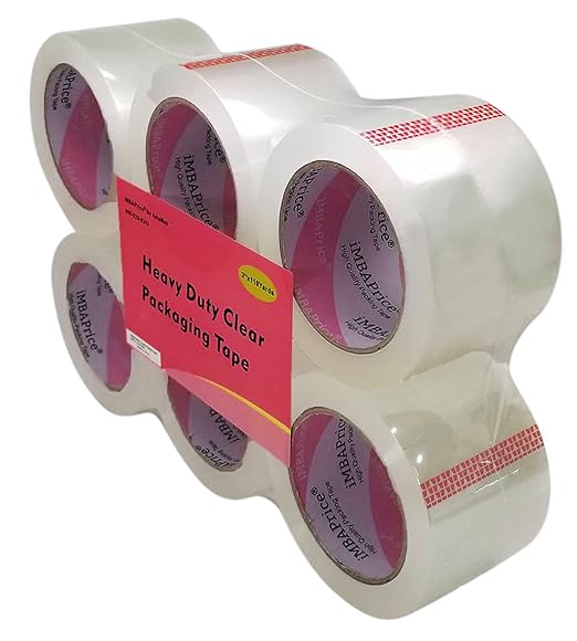 iMBAPrice 3-Inches Clear Packaging Tape, 6 Roll of 110 Yards (24 x 330 Feet) Long 3" Wide Shipping Tape for Box Office Moving Packaging Shipping