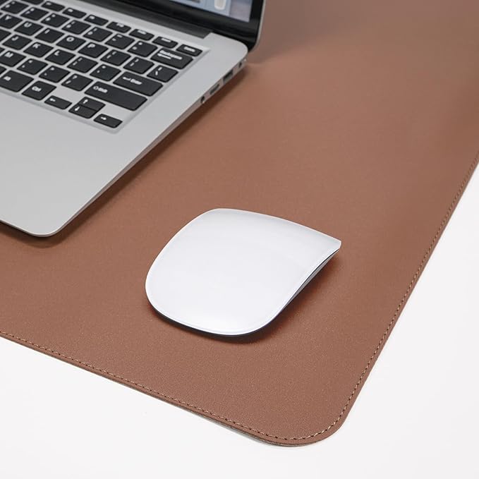 Leather Desk pad Protector, Large Desk mat with Natural Cork & PU Leather,Mouse pad,Non-Slip Office Desk Mat,Waterproof Desk Writing Pad for Office and Home (35in*17in, Brown)