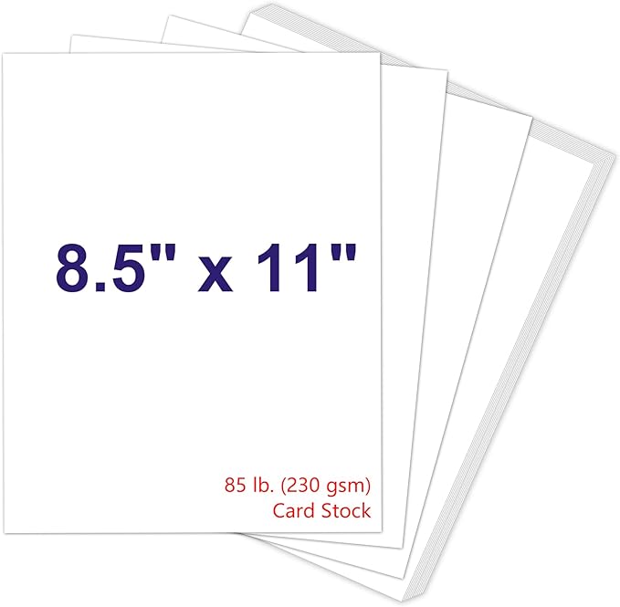 White Cardstock 8.5 x 11, 230gsm Cover Cardstock Paper, 85 Lb Heavy Card Stock for Printer, Card Stock Paper for Invitations, Scrapbooking, Crafts, Diy Cards, Decoration, Drawing (30 Sheets)