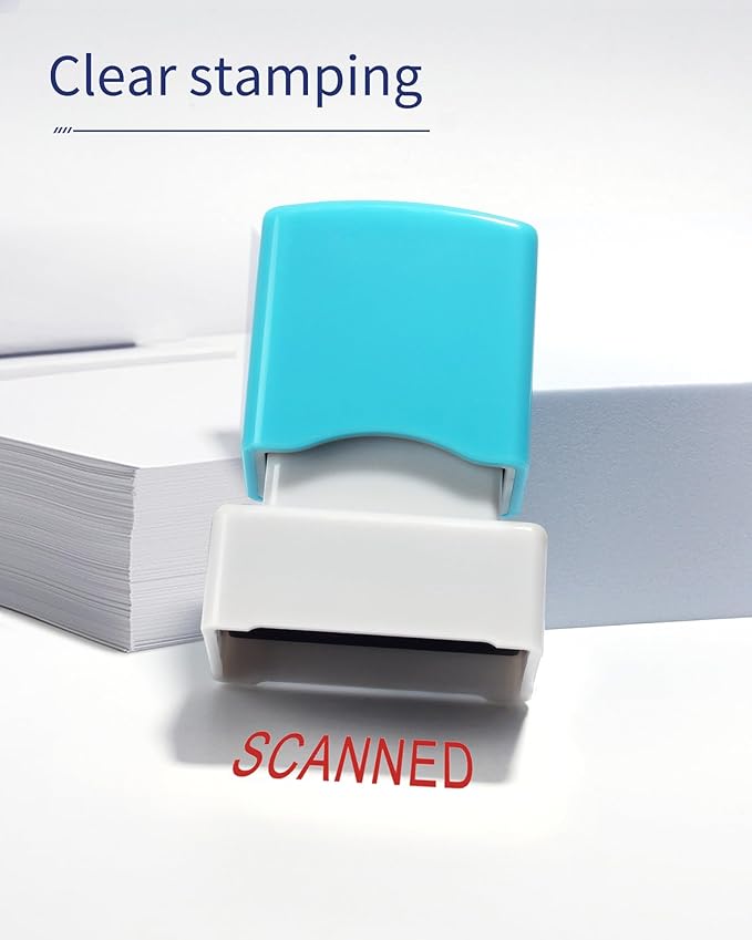 WAFJAMF Scanned Stamps–Message Stamp Pre-Inked Office Stamp Refillable Red Ink Preinstalled-Medium