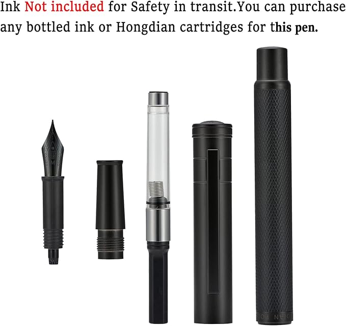 Hongdian Black Forest Fountain Pen Medium Nib Classic Design with Converter and Metal Pen Case Set