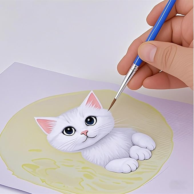 50Pcs Children's Drawing Pen Set, Loose Brush Washable Art Brush, Suitable for Students, classrooms and Handicraft Painting, doodling, Watercolor Painting and face Painting Blue-50pcs（Flat Head）