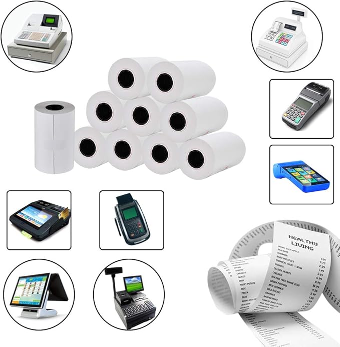 RyhamPaper 10 Rolls Thermal Receipt Paper, Thermal Paper 3-1/8" x 230' Pos Receipt Paper, Cash Register Rolls
