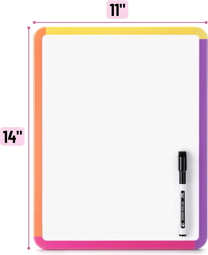 Mr. Pen- Dry Erase Board, 14” x 11” with a Black Dry Erase Marker, Colorful Frame, Small White Board, White Board for Kids, White Board for Students, Small Dry Erase Board, Mini White Board