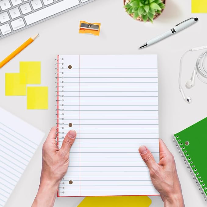 36 Pack 3 Subject Spiral Notebook Wide Ruled Bulk, Thick Paper, Extra Pages - 300 Pages (150 Sheets), 8 x 10-1/2", Bulk Spiral Journal for School, 3 Hole Punched, Bulk Subject Notebooks