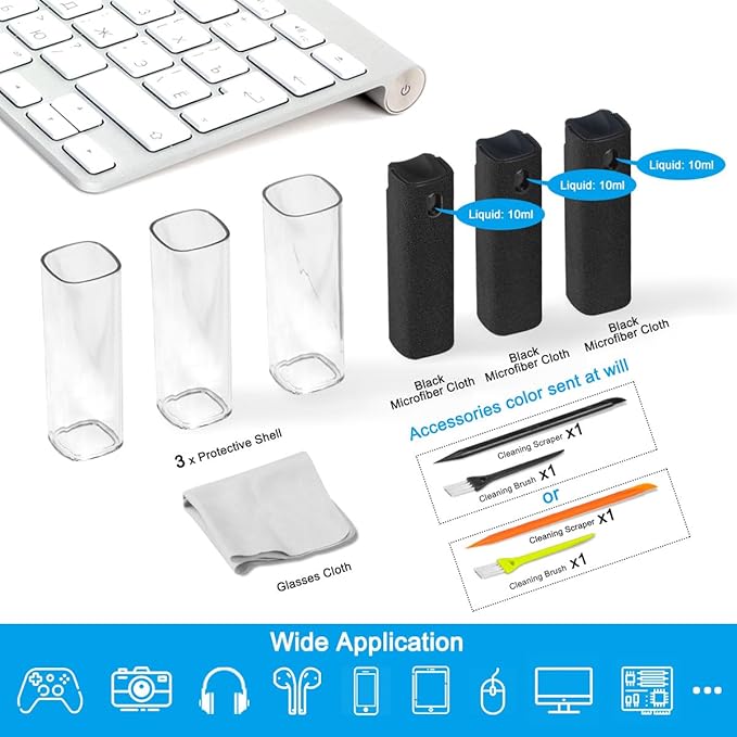 walrfid 3 Pack Screen Cleaner, Car Screen Cleaner Spray and Wipe, Computer Laptop Cleaning Kit for Electronic iPad, iPhone, Cellphone, Monitor, MacBook, Car Display, Tablet, TV Flat Screens, Black