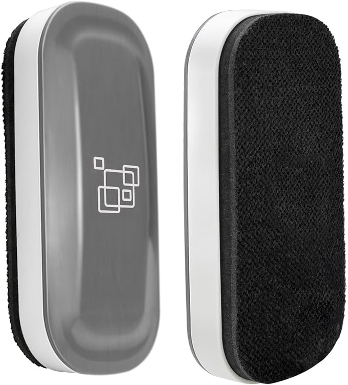maxtek Dry Erase Eraser, Magnetic White Board Erasers - 2 Pack, Glass Whiteboard Eraser for Office and School Supplies (Gray)