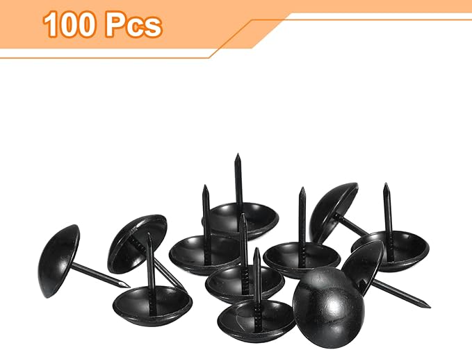 uxcell Upholstery Tacks Nail Pins Furniture, 100Pcs 19x23mm Thumb Tack Pins Assortment Kit Carbon Steel for Home Sofa DIY Decorative Nail Heads Nails, Black