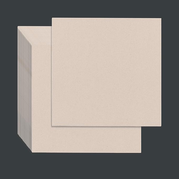 25 Pcs Book Board, Binder Board, Cover Board, Heavy Duty Chipboard for Book Binding, DIY Cardboard (Gray, 12 x 12 Inch 80PT)