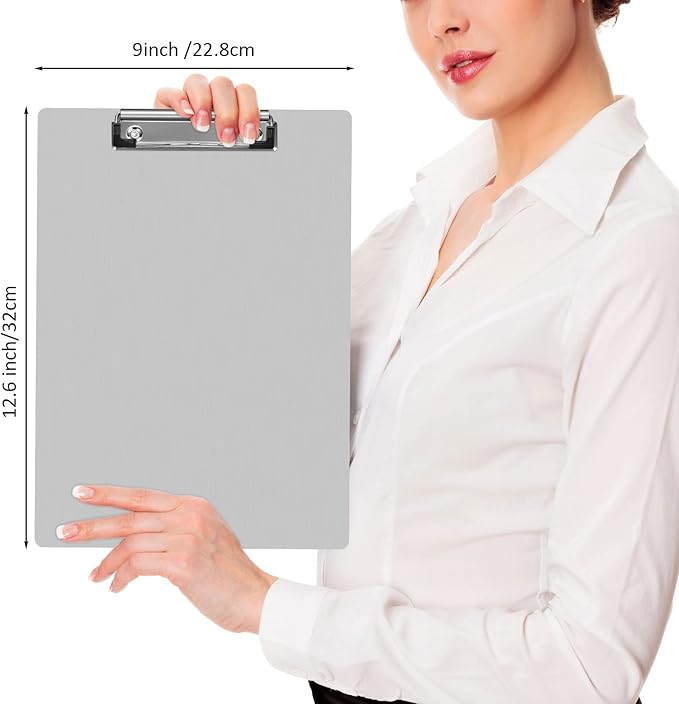 Epakh 12 Pieces Clipboard Bulks Metal Clipboard Aluminum Office Low Profile Clip Standard A4 Letter Size Metal Clip Board, Size 12.5 x 9 Inch