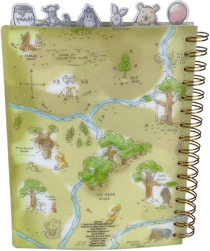 Innovative Designs Disney Winnie the Pooh Tab Journal Notebook, Spiral Bound, 144 Lined Pages, 8 x 7 inches