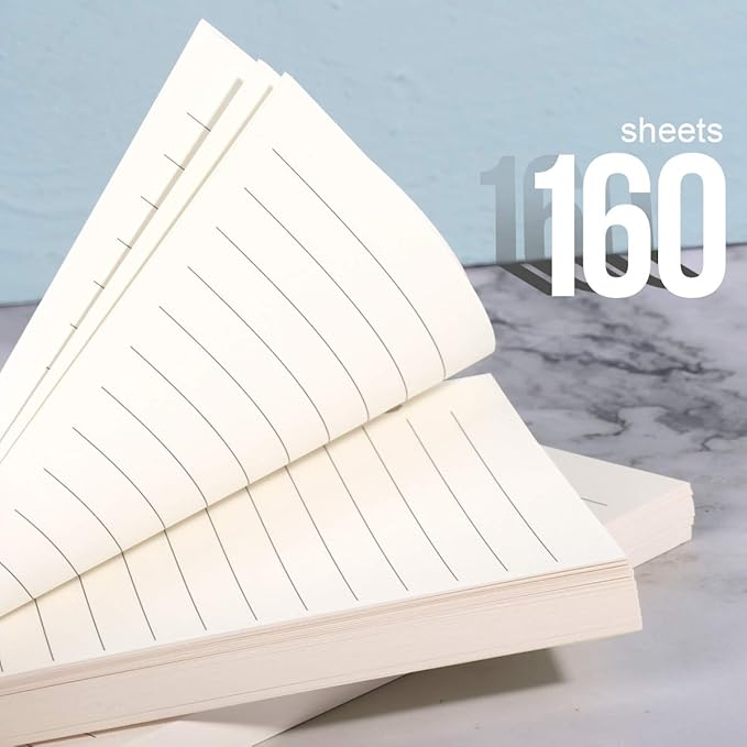 Refill Lined Paper, Leather Journal Refills Lined, 6-Holes Inserts (320 Pages) for A6 Binder Refillable Journals Notebooks, 2 Pack(Each Pack 80 Sheets, 160 Pages)