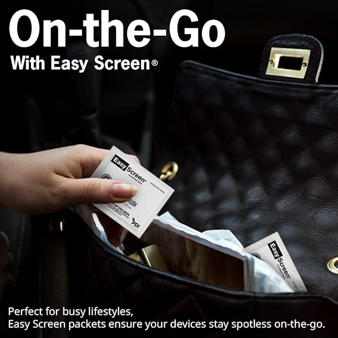 Easy Screen, Premium Screen Cleaning Wipes, Electronics, Touchscreens, and Glasses Cleaner, 50 Individual Packets Per Box, Large 5” x 8” Wipe