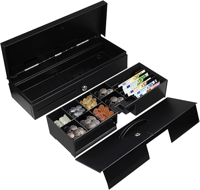 HONEY BEAR Flip-top Cash Drawer with 8 Coins & 6 Bills for POS System Receipt/Thermal Printer,with RJ11 Interface 12V/24V