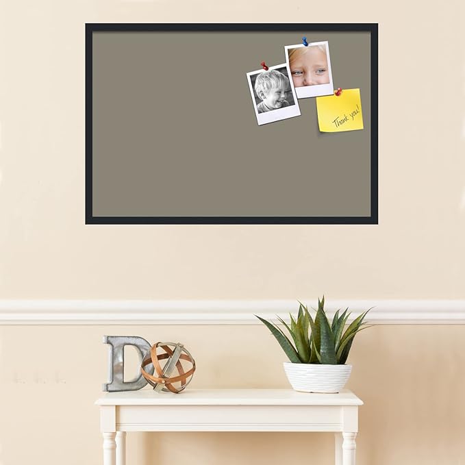 PinPix 36x24 Inch Cork Bulletin Board. This Decorative Framed Pin Board Comes with Pewter Design and a Satin Black Frame. Ideal for Home Office Decor or Message Board (PinPix-1812)