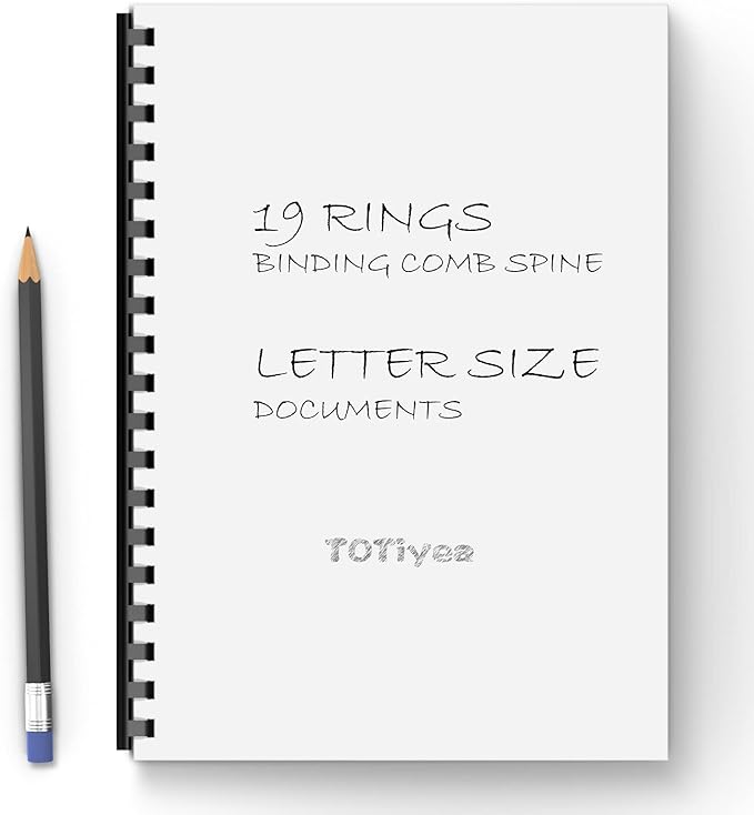 TOTiyea 100 Pack 19 Ring Plastic Binding Combs, 5/8 Inch Diameter, 125 Sheet Capacity, Letter Size, Black Comb Binding Spines