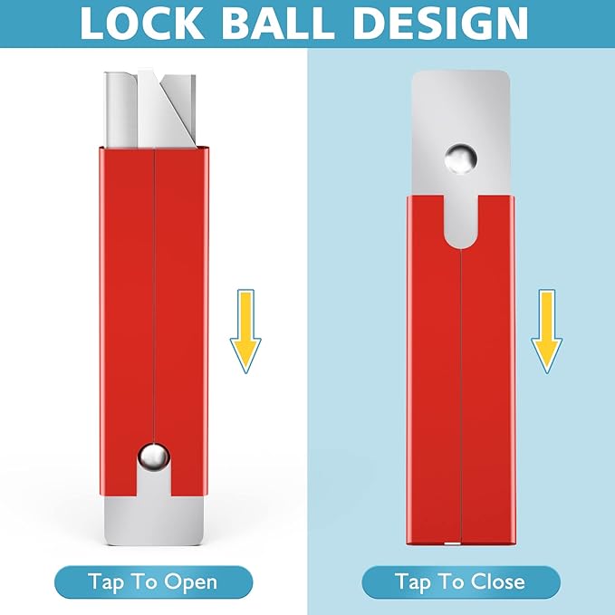DIYSELF 12 Pack Box Cutters, Utility Knife Aluminum Alloy, Razor Knife Utility, Box Knife with Single Edge Razor Blade, Box Cutter Knives Retractable, Boxes Opener for Letters, Packages (Red)