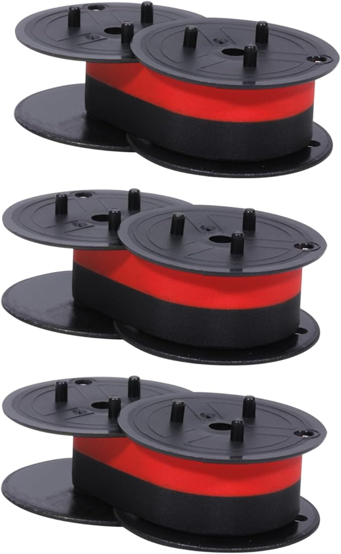 Bigger Replacement for Porelon 11216 Universal Twin Spool Calculator Ribbon for Nukote BR80c, Sharp EL-1197PIII, Dataproducts R3027, Casio DR-210R, Canon MP11DX MP25DV, Black and Red, 3 Pack