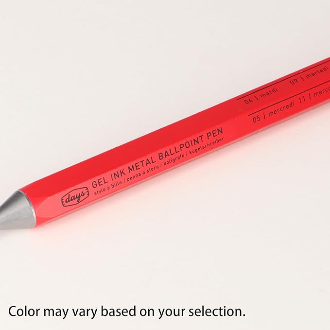 MARK'STYLE days, Gel Ink Metal Ballpoint Pen - 0.5mm Retractable Black Ink, Retro styling Light Weigh Pen, Made in Japan- Perfect for School, Office, and Journaling (Neo Citron)