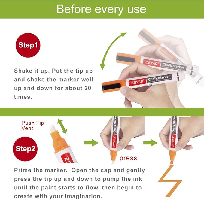 ZEYAR Liquid Chalk Marker-Wet Erase Marker, 6mm Reversible Tip-Bullet or Chisel, 8 Colors, Writes on Chalkboards, Bistro Boards, Windows and Plastic (8 Metallic Colors)