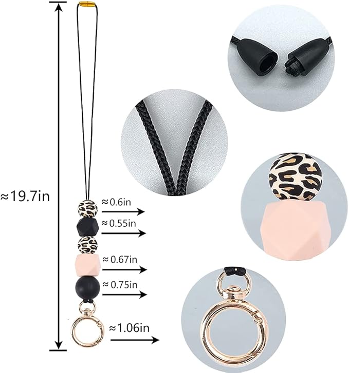 POPLOPP Teacher Lanyards for ID Badges and Keys, Cute Silicone Beaded Lanyard for Women Nurse Employees Students