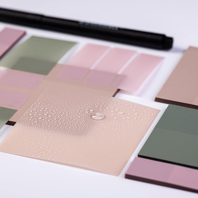 DiverseBee Transparent Sticky Notes (Includes Quick Dry Pen), Cute Clear Sticky Tabs, Translucent Page Flags Book Markers Stickers, Planner Accessories Bible Journaling Study Office Supplies (Pastel)