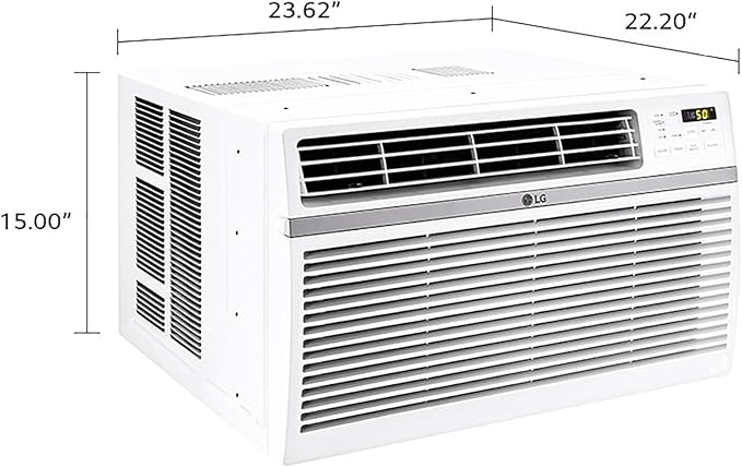 LG 12,000 BTU Window Air Conditioner, 115V, Cools 550 Sq.Ft. for Bedroom, Living Room, Apartment, Quiet Operation, Electronic Control with Remote, 3 Cooling & Fan Speeds, Auto Restart, White
