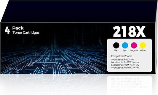 218X Toner Cartridges 3301sdw 3301fdw 3201dw Toner Replacement for HP 218X Toner Cartridge 4 Pack 218A HP218X HP218A With Chip Work for Color Laser Jet Pro 3201dw MFP 3301fdw 3301sdw 3301cdw 3301 3201